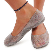 Damen-Ballerinas aus Glitzer-Gelee in Silber
