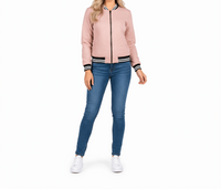 Damen Bomberjacke mit Reißverschluss und Rippbündchen in Rosa