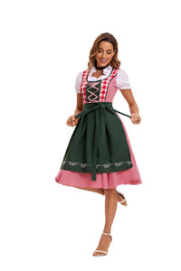 Damen Dirndlkleid Set mit Schürze und Bluse in Grun