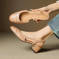 Leonie | Damen Echtleder Slingback-Pumps mit Mandelspitze in Aprikose