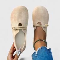 Damen Flache Schuhe mit Riemenstruktur und Geschlossener Form in Beige