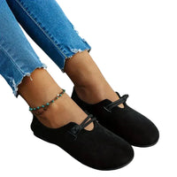 Damen Flache Schuhe mit Riemenstruktur und Geschlossener Form in Schwarz