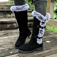 Hannah | Damen Gefütterte Kniehohe Stiefel mit Plüschbesatz in Schwarz