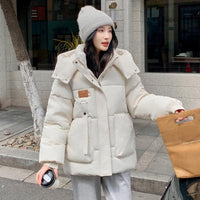 Damen Gesteppte Pufferjacke mit Kapuze Frontreißverschluss Brusttasche und Seitentaschen in Beige