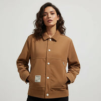 Damen-Hemdjacke mit Knopfleiste und aufgesetzten Taschen in Khaki