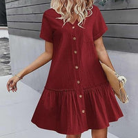 Damen-Hemdkleid mit Knopfleiste und kurzem Schnitt in Bordeaux