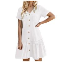 Damen-Hemdkleid mit Knopfleiste und kurzem Schnitt in Weiß