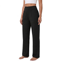 Damen High-Waist Lounge-Hose mit weitem Bein in Schwarz