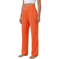 Damen High-Waist Lounge-Hose mit weitem Bein in Orange
