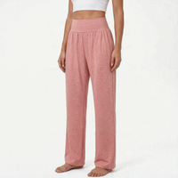 Damen High-Waist Lounge-Hose mit weitem Bein in Rosa