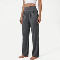 Damen High-Waist Lounge-Hose mit weitem Bein in Dunkelgrau