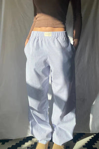 Damen Hose mit Elastischem Bund und Geradem Bein in Blau