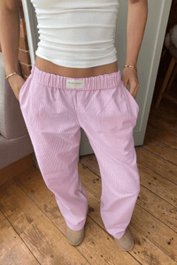 Damen Hose mit elastischem Bund und Seitentaschen in Rosa
