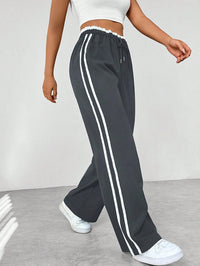 Damen Hose mit Seitenstreifen und elastischem Bund in Grau