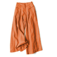 Damen Hose mit Weitem Bein und Hoher Taille in Orange