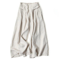 Damen Hose mit Weitem Bein und Hoher Taille in Beige