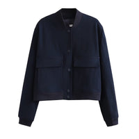 Damen Jacke mit Reißverschluss und zwei Fronttaschen in Marineblau