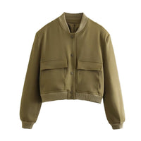 Damen Jacke mit Reißverschluss und zwei Fronttaschen in Militärgrün