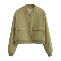 Damen Jacke mit Reißverschluss und zwei Fronttaschen in Oliv