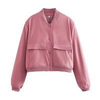 Damen Jacke mit Reißverschluss und zwei Fronttaschen in Rosa