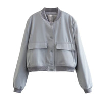 Damen Jacke mit Reißverschluss und zwei Fronttaschen in Silbergrau