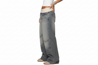 Damen Jeanshose mit weitem Bein und elastischem Bund in Blau