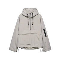 Damen Kapuzen Anorak mit Halb Reißverschluss in Grau