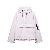 Damen Kapuzen Anorak mit Halb Reißverschluss in Rosa / Weiß