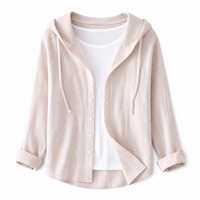 Damen Kapuzenshirt mit Knopfleiste in Khaki