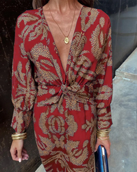 Chrissy | Langarm Maxikleid in Rot