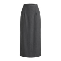Damen langer Rock mit hohem Bund und gerader Silhouette in Grau