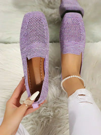 Damen Loafer mit perforierter Oberfläche und quadratischem Zehenbereich in Lila