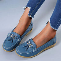 Damen Loafers Orthopädisch Quaste Lässig in Hellblau