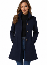 Damen Mantel in mittlerer Länge mit Knopfleiste in Marineblau