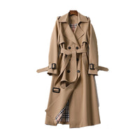 Damen Mantel mit doppelreihiger Knopfleiste und Taillengürtel in Beige