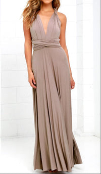Damen Maxikleid mit überkreuztem Halsteil in Khaki
