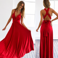 Damen Maxikleid mit überkreuztem Halsteil in Rot