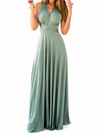 Damen Maxikleid mit überkreuztem Halsteil in Celadon