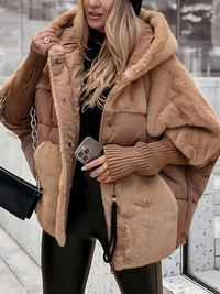 Damen Oversize Kapuzenjacke mit Reißverschluss in Braun