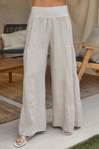 Damen Palazzo-Hose mit weitem Bein und Stufen-Design in Kaschmir