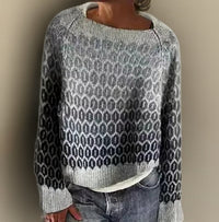 Charlotte | Damen Relaxed-Fit Rundhals Knit Sweater Isländisches Strickmuster in Grau