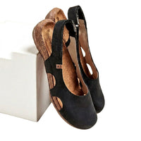Damen-Sandalen mit geschlossener Zehenpartie und Fersenriemen in Schwarz