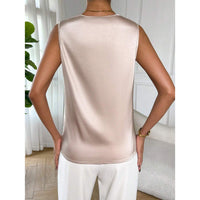 Damen Satin-Top mit Wasserfallausschnitt in Aprikose
