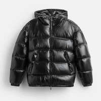 Damen Steppjacke mit Kapuze und durchgehendem Reißverschluss in Schwarz