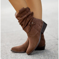 Damen-Stiefel aus Wildleder mit gerafftem Schaft in Arizona Braun