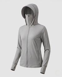 Damen-Trainingsjacke mit Kapuze und Reißverschluss in Gletscher Grau