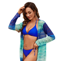 Damen-Triangel-Bikini-Set mit Bindebändern in Königsblau