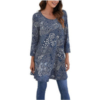 Leonie | Damen Tunika mit buntem Mandala-Druck und 3/4-Ärmeln in A12