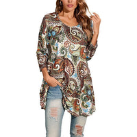 Leonie | Damen Tunika mit buntem Mandala-Druck und 3/4-Ärmeln in A1
