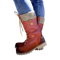 Damen Winterstiefel in mittlerer Schafthöhe mit Schnürung in Rot